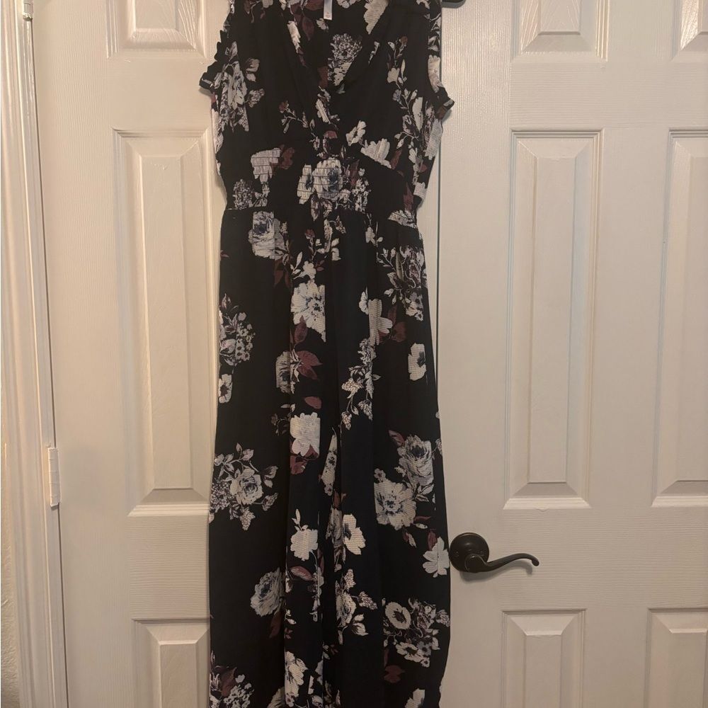 Xhilaration Black and White Sleeveless Halter Jumpsuit
